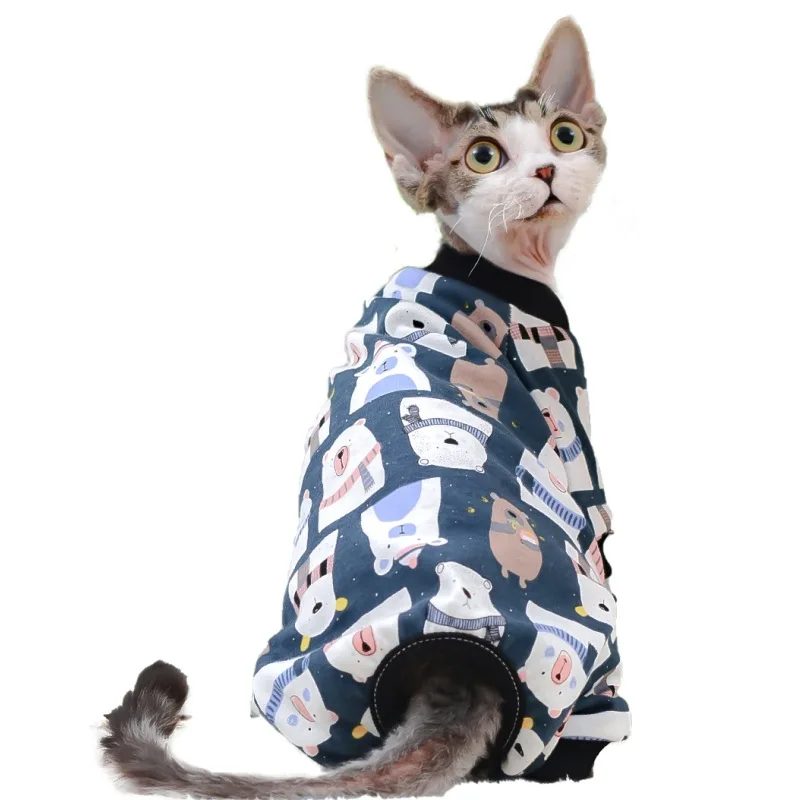 

Devon Belly Protection Four-legged Cat Clothes Spring and Summer Thin Cotton Hairless Cat Clothes Base Air-conditioning Clothes