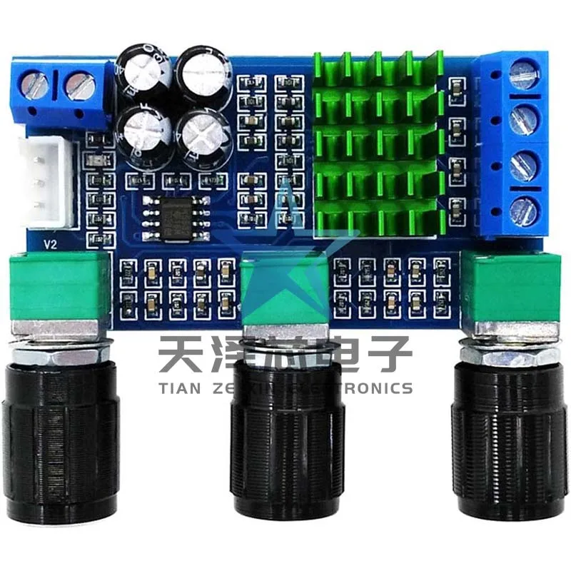 Xh-M567 Tpa3116D2 Placa amplificadora de potência digital de dois canais 12-24V Placa de ajuste alto e baixo Carga dupla 80W