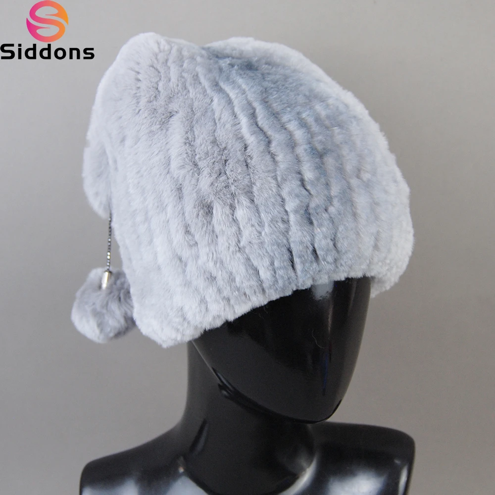 

100% Real Fur Hat for Women Natural Rex Rabbit Fur Russian Ushanka Hats Winter Thick Warm Ears Fashion Bomber Cap Girls Fur Hat