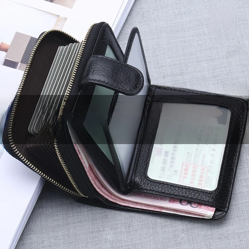 anti-theft-magnetic-stripe-protection-leather-wallet-men's-multi-card-holder-driving-license-clip-on-women's-top-layer-cowhide