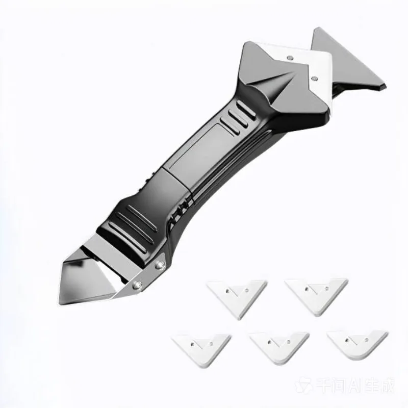 5 in 1 Metal Head Shovel Glue Tool Kit: Silicone Spatula, Caulk Remover, Grout Removal, Sealant Finishing & Corner Scrap ，1 set