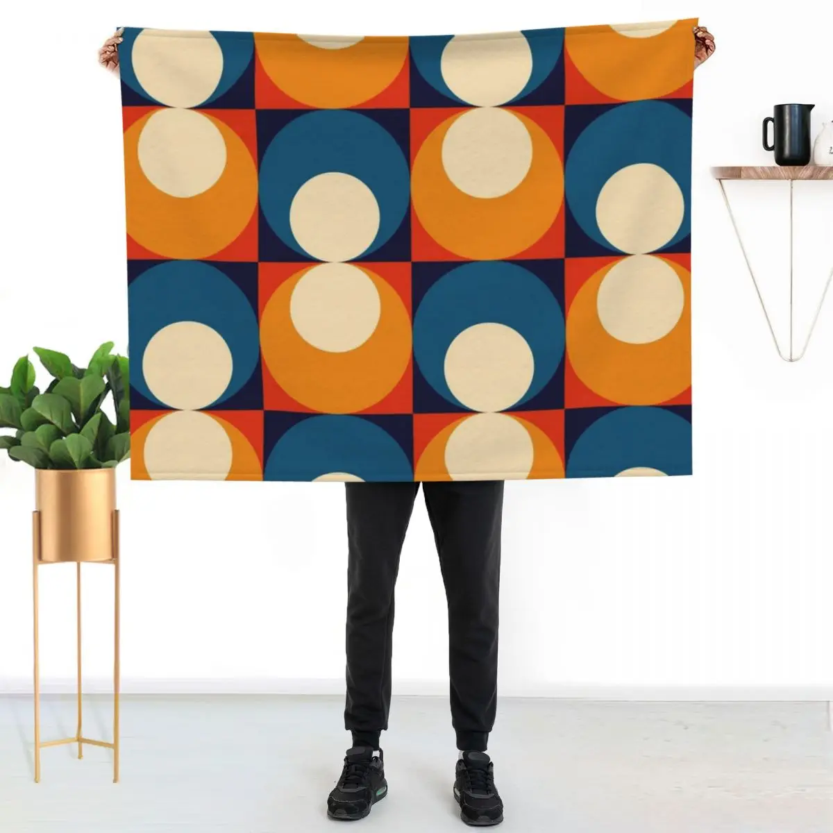 mid century seventies geometrical pattern Throw Blanket Nap Vintage for babies Luxury sofa bed Thin Blankets