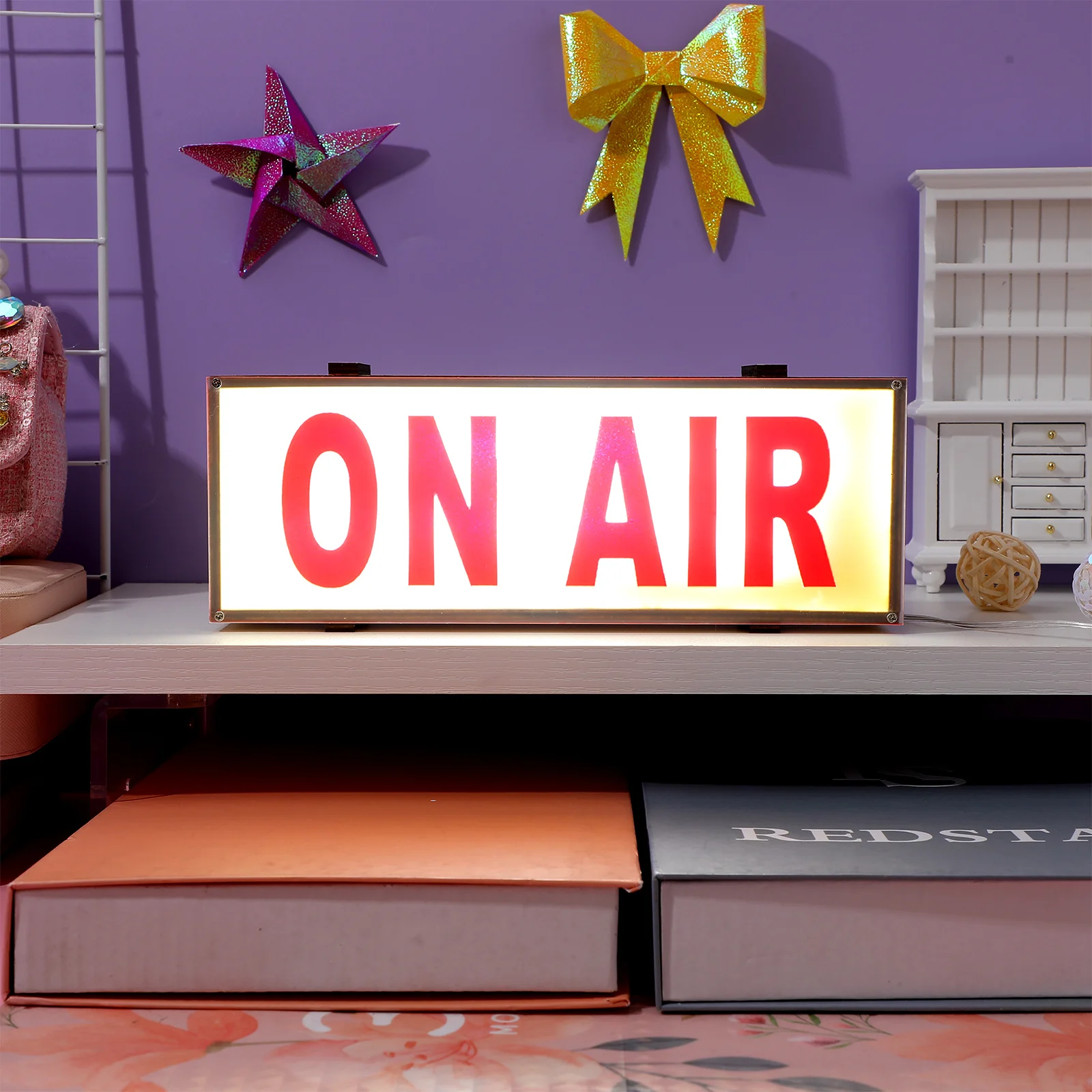 Massief houten LED-lichtbord Duurzaam decoratief plastic lamp Opname waarschuwingsbord Thuiskantoor Bar Studio Wandverlichting Ornament