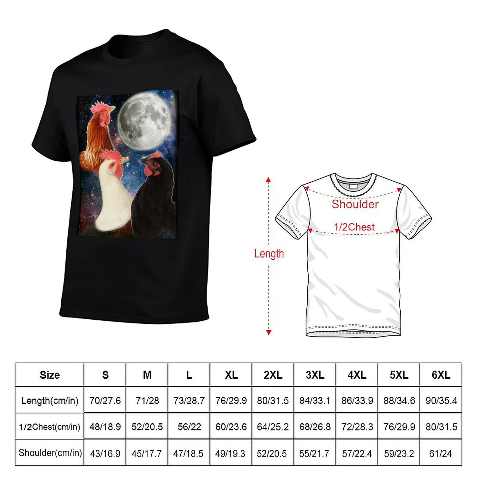 3 Chicken Moon T-Shirt t shirt man casual anime t shirts for man funny t shirts dark humor T-shirt