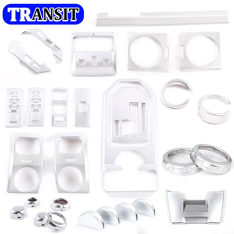 For Land Rover Discovery 3 Interior Trim Kit 2004-2009 ABS Silver Center Console Steering Wheel Decorative Panel Accessories