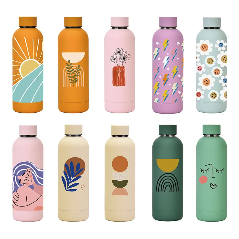 

New Abstract Cartoon Thermos Double Wall Stainless Steel Vacuum Flask Insulated Thermos Bottle Travel Portable Tumblers Cups