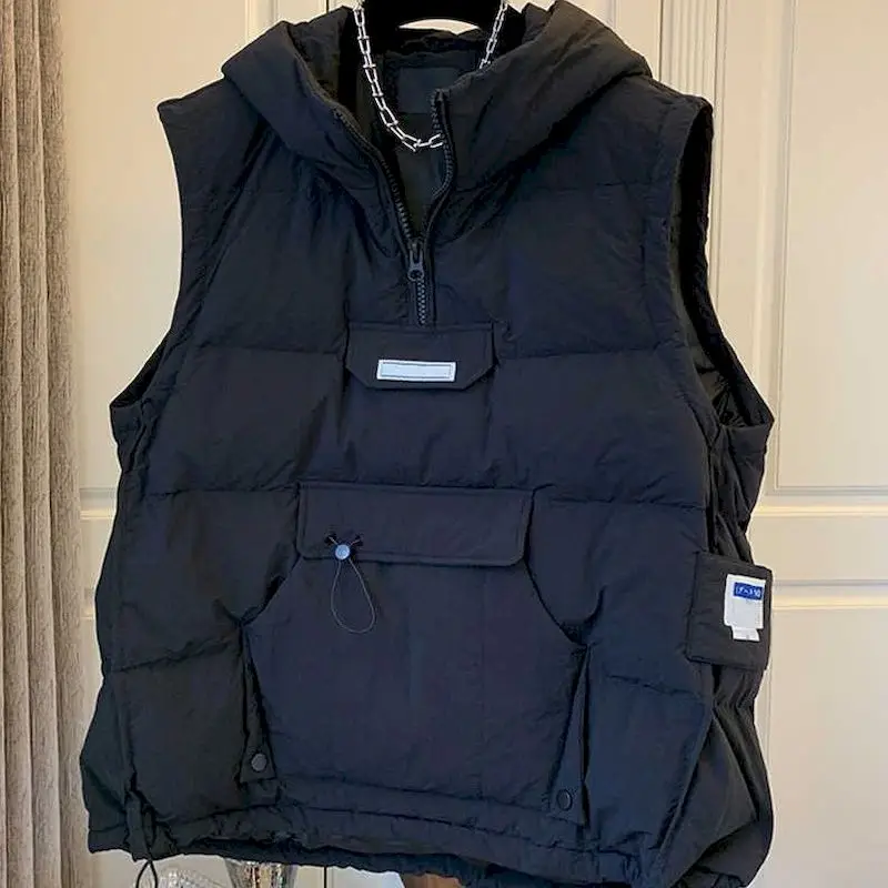 Manteau à capuche ample pour femme, gilet en coton, avec poches, décontracté, tendance, Y2k, automne hiver