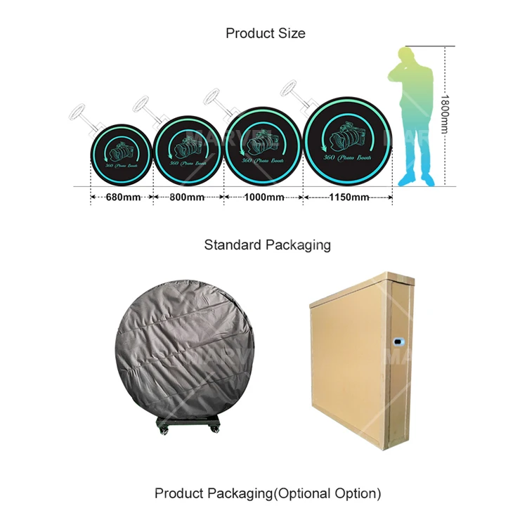 Hot Sale Portable 360 Spin Photo Booth For Wedding And Family Parties Automatic Video PhotoBooth 57/68/80/100 Cm CD Model