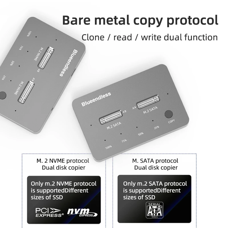 New SSD M.2 Efficient Heat Dissipation Docking Station Usb M.2 SSD External Case M.2 NVME/NGFF Case Offline Clone Enclosure