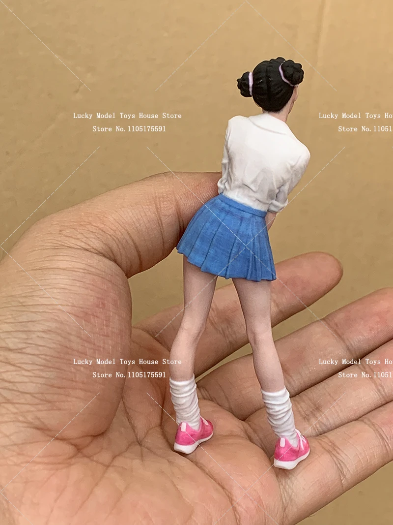 Uniforme JK a escala 1/16, escultura de chica de belleza impresa colorida, adorno de escritorio/coche, muñeca femenina de 10cm, juguetes, regalo, accesorio de escena