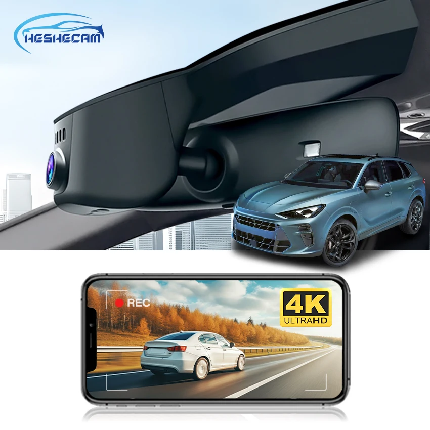 For Cupra Terramar 2024 2025 2026 HESHECAM 4K 2160P Dash Cam Front and Rear Car DVR Camera Plug and Play Wifi Video Recorder