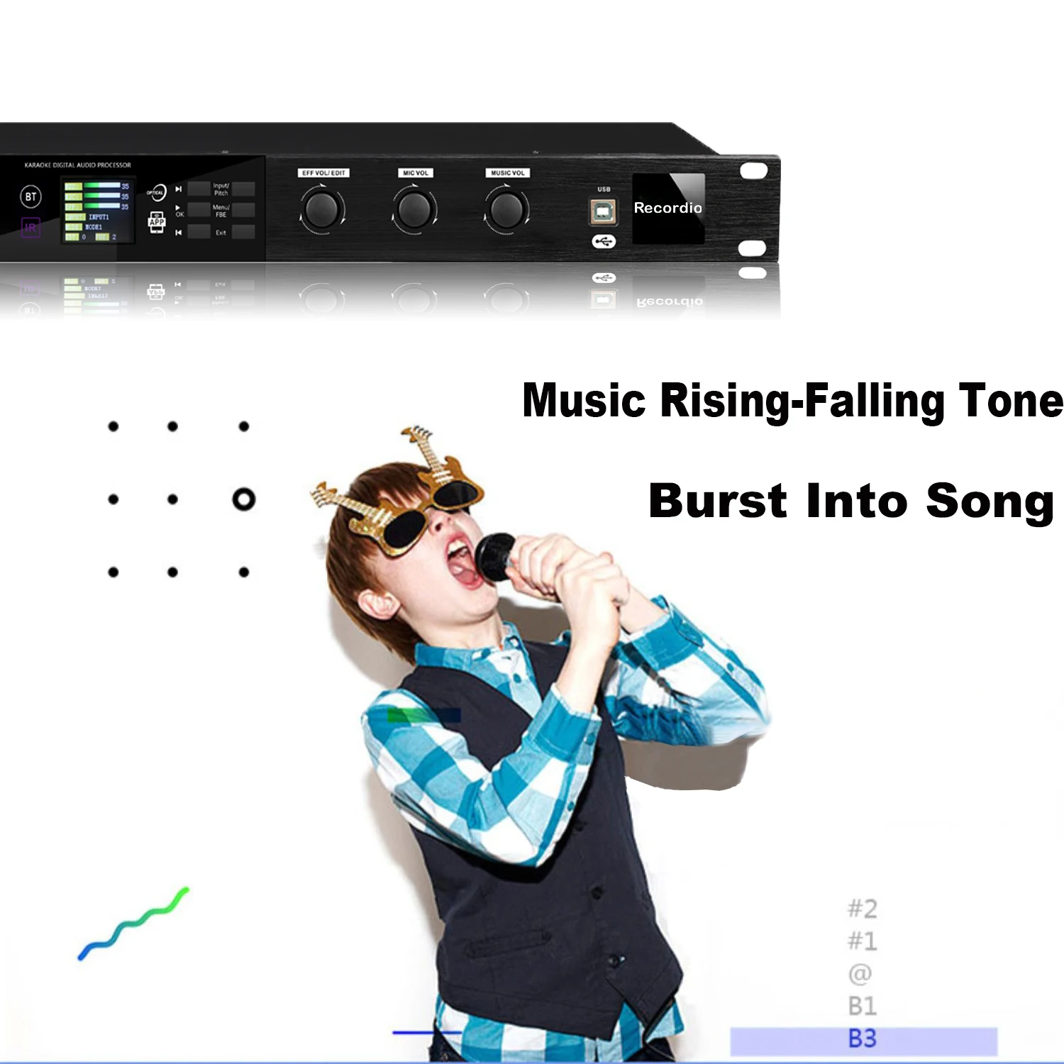 GAX-K510 المهنية K-song home KTV مكافحة عواء ردود الفعل قمع معادلة معالج الصوت الرقمي