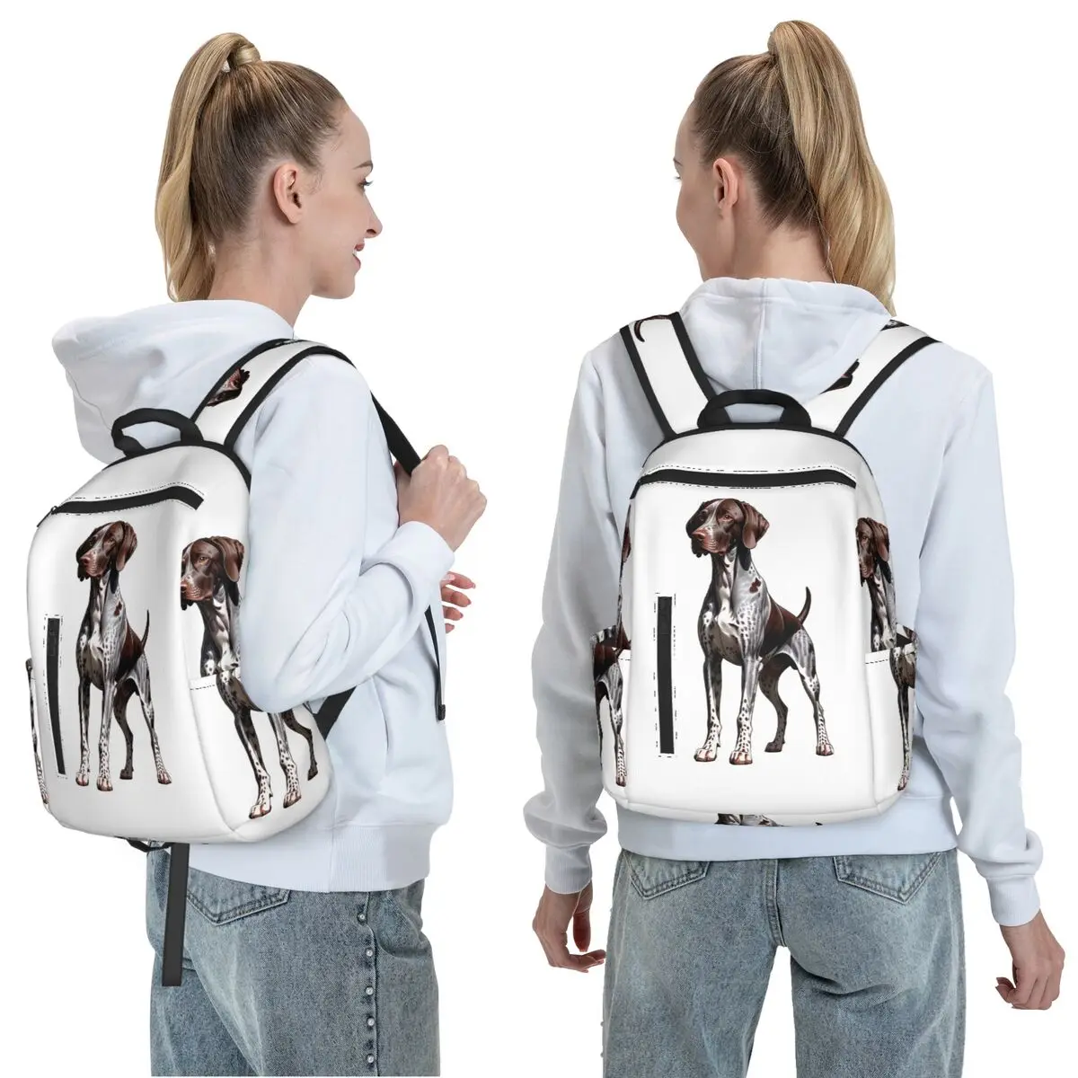German Shorthaired Pointer Dog Bone And Paw Backpack Daypack Large Capacity BookBag School Bag Shoulder Bags for Men Women