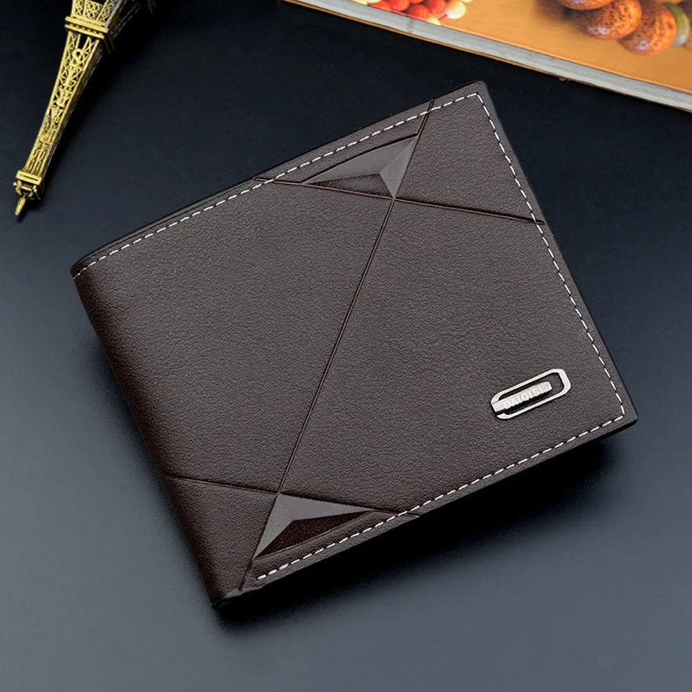 Men Short Bifold Faux Leather Masculina Billetera Credit ID Card Holder Wallet Billfold Purse Clutch Solid Hombre Business Slim