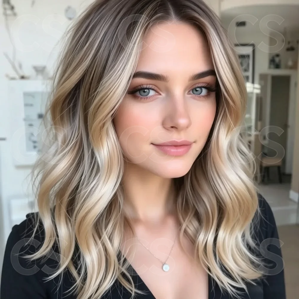 Long Highlight Blond 24Inch HD Lace Frontal Wig 180% Density Wave Hair Pre-Plucked Deep Part with Baby Hair for Women