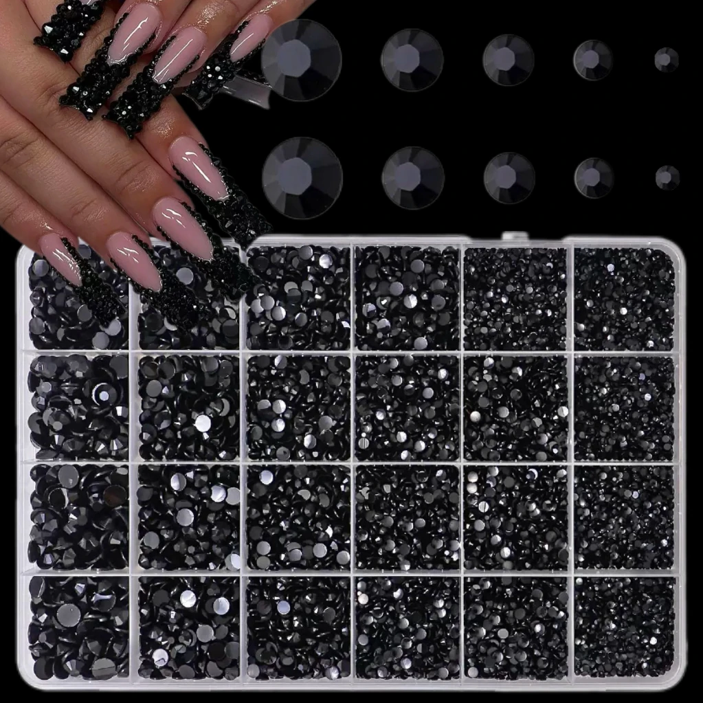 1Box 3D Simulated Artificial Flat Bottomed Pearl Nail Art Decorations Mini Colorful Shinny Rhinestones Nail Charms DIY Clip Nail