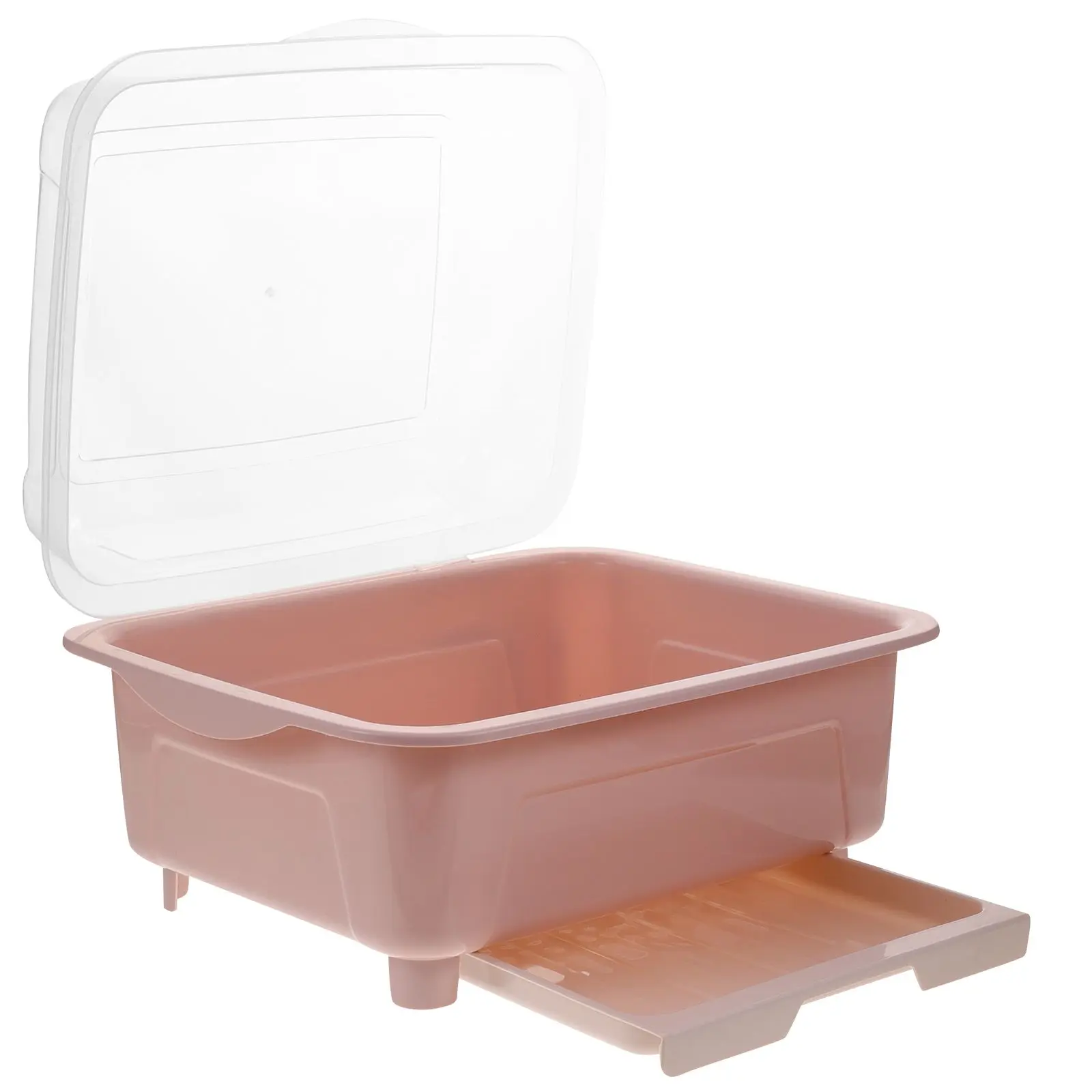 

Dish Drainage Storage Rack Dustproof Box Transparent Cover Kitchen Decor Material Smooth Surface Detachable Tray