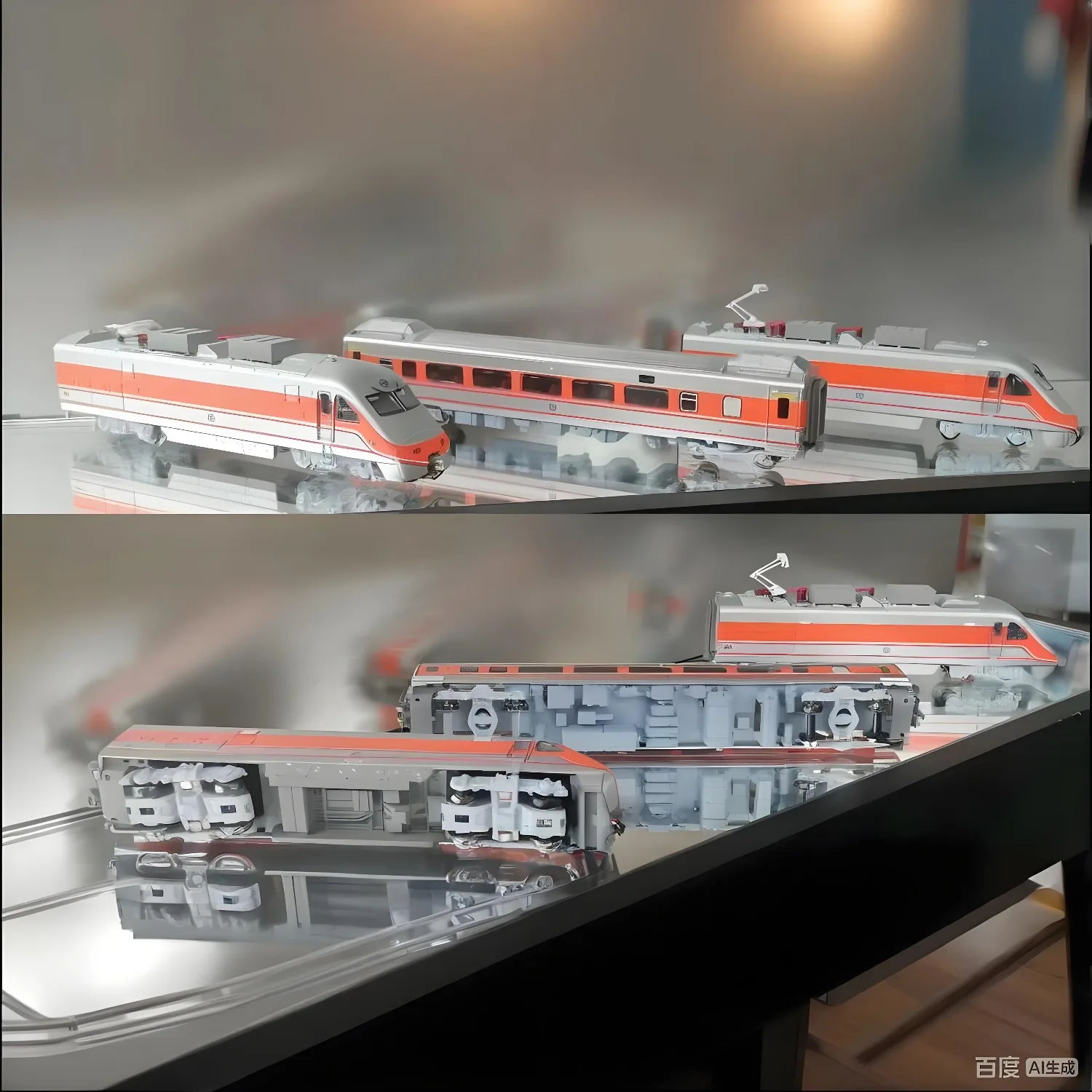 N 1/160 Scale E1000 Electric Locomotive Model Set with 6 Carriages in Basic Color Changing Metallic Paint A Toy Gift for Boys
