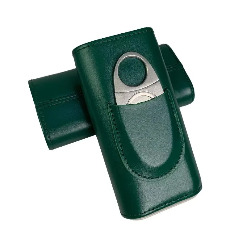 

Портативный прочный кожаный чехол-держатель, 3 чехла для сигар, трубка, дорожный хьюмидор из черного кедра с резаком для сигар из нержавеющей стали