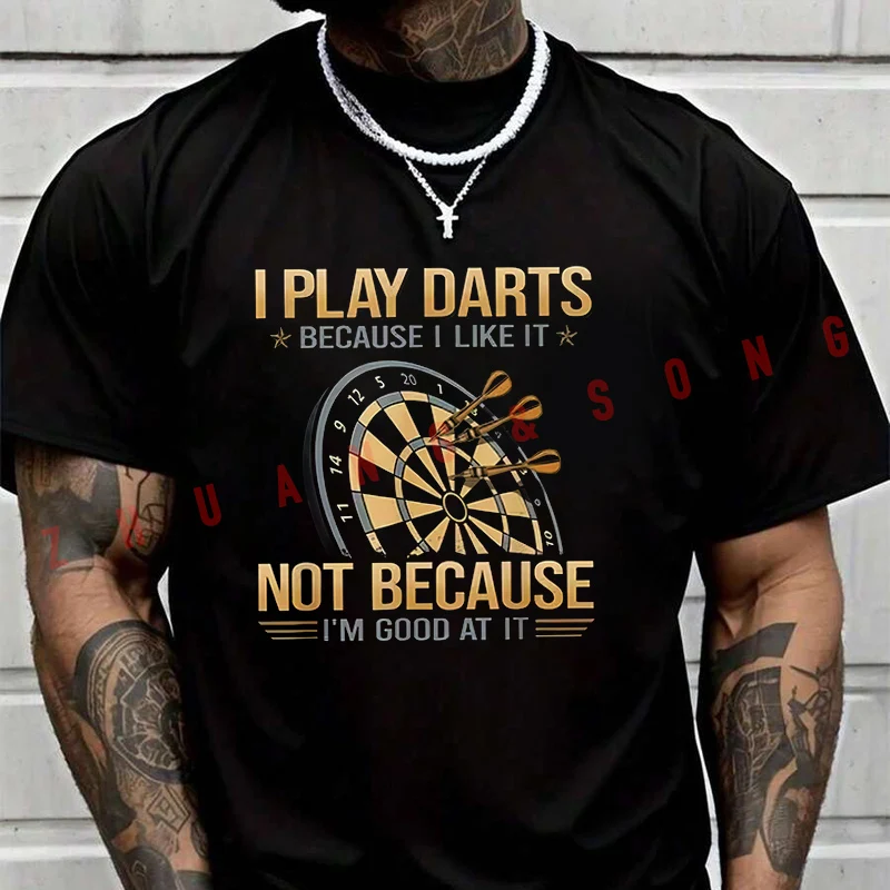 

Летняя футболка с надписью "I Play Darts Because I Like It" для мужчин и женщин, свободная, дышащая, быстросохнущая, с короткими рукавами, спортивная футболка для мотоциклистов