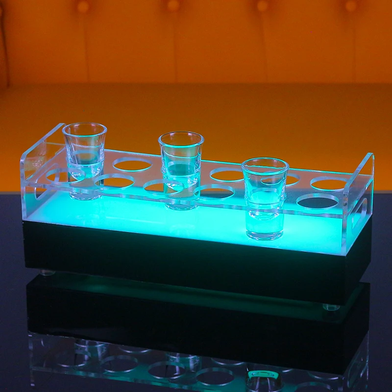 Acrylic luminous bullet cup holder, LED charging bucket cup holder, bar KTV nightclub liquor cup holder customized