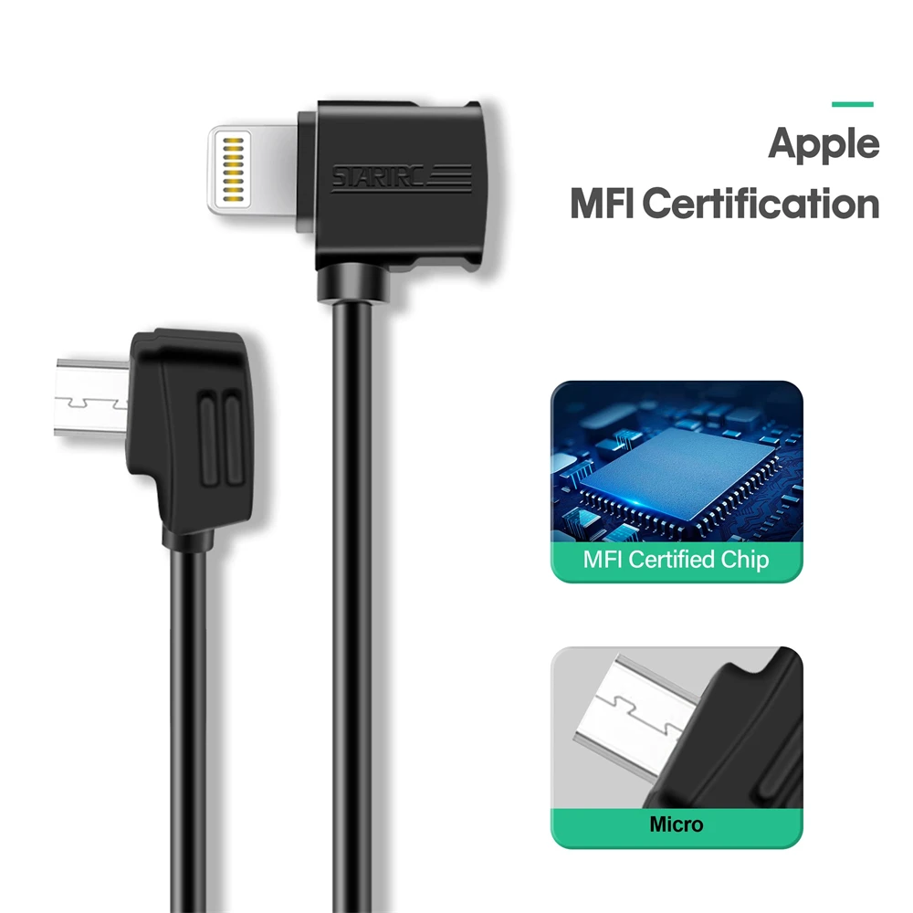 2pcs 11.8inch and 3.9inch Lightning Data Cable to Micro USB MFI Certified for DJI Mini SE/Mavic Mini/Mavic 2 Pro&Zoom /Mavic Air