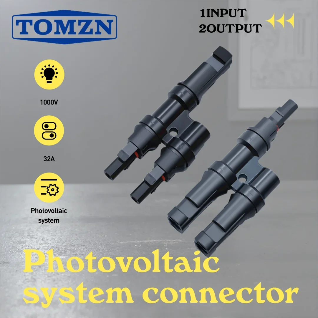 TOMZN 1 Paar IP67 Solar-PV-Steckverbinder, zugelassen, 2-zu-1-T-Verteiler, Stecker und Buchse, Solar 1000V 32A für Photovoltaik-Verteilerkasten