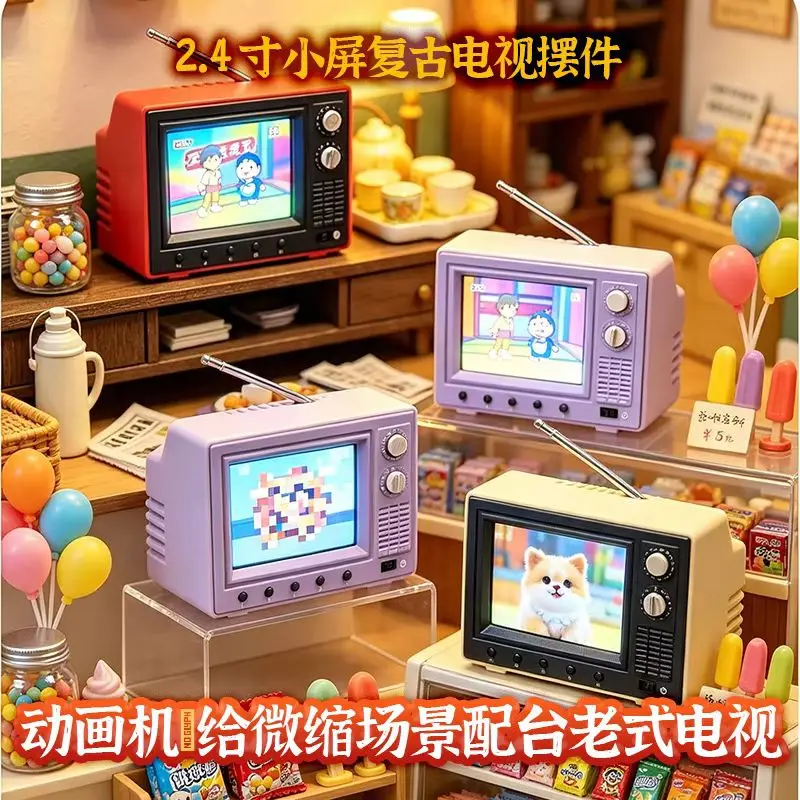 Mini Retro Tv 2.4 Inch, Real Working Tiny Television, Portable Player Support U Disk Insert For Miniature Scene Baby House