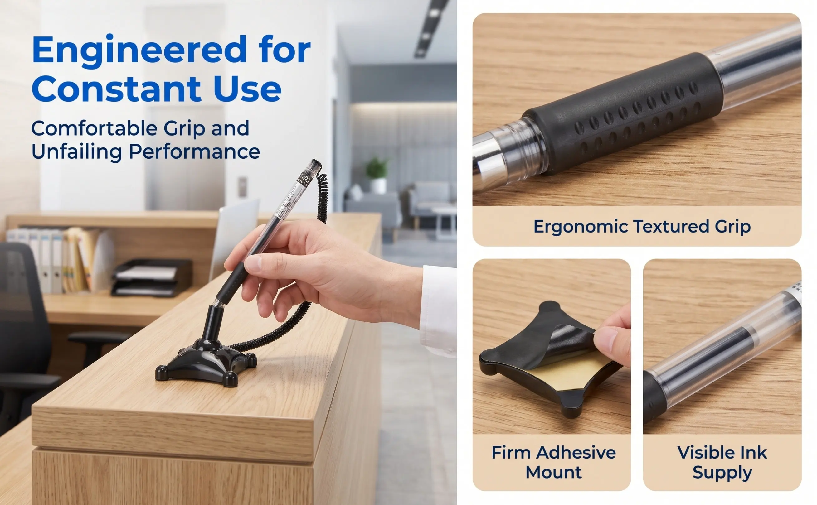 3Pcs Desktop Sign Pens Comfortable Plastic Shell Stylish Design Long-Lasting Ink Office Pen Multi-Function