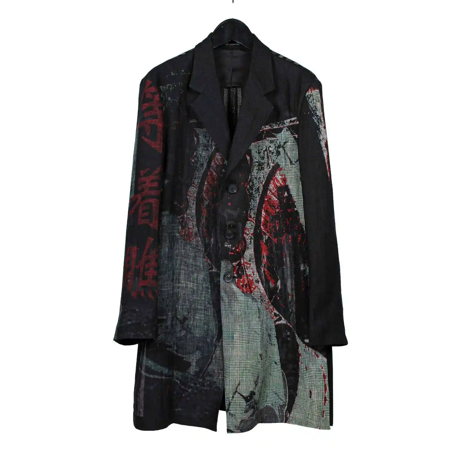 

TOP-YAMAMOTO Japanese original design Dark and niche linen loose print suit jacket
