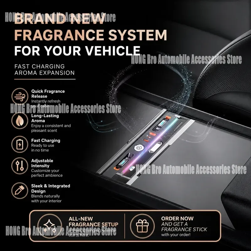 For Tesla Model Y 3 Refresh Fast Charging Dock Car Air Freshener Perfume Holder USB Charger Station Interior Accessories