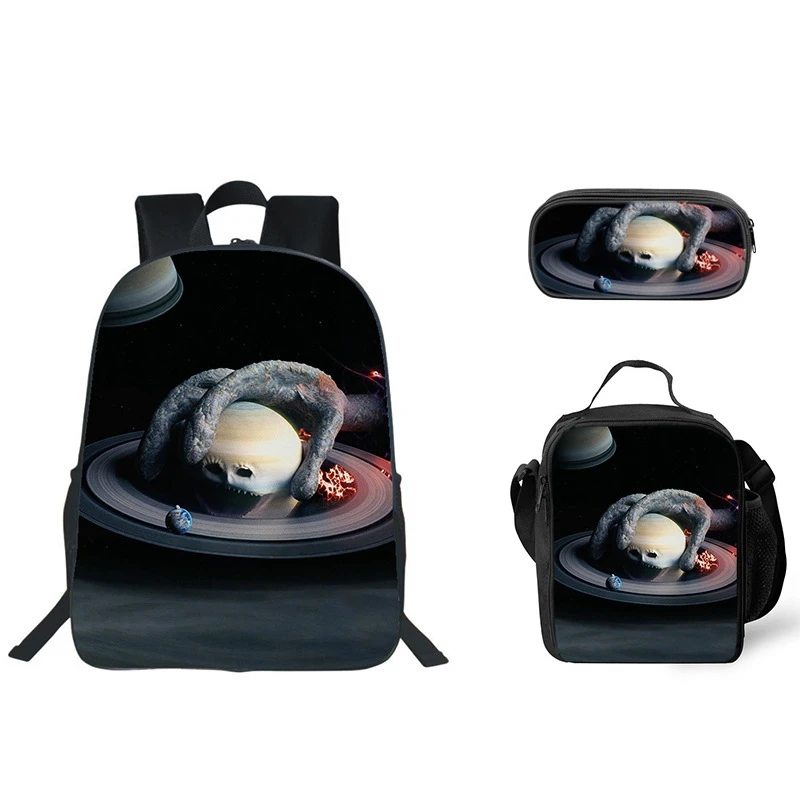 The Moon Woke Up Backpack Set Lunar Awakening Planet Print School Ready Pencil Case Lunch Bag For Kids Back To Class Cute Trendy