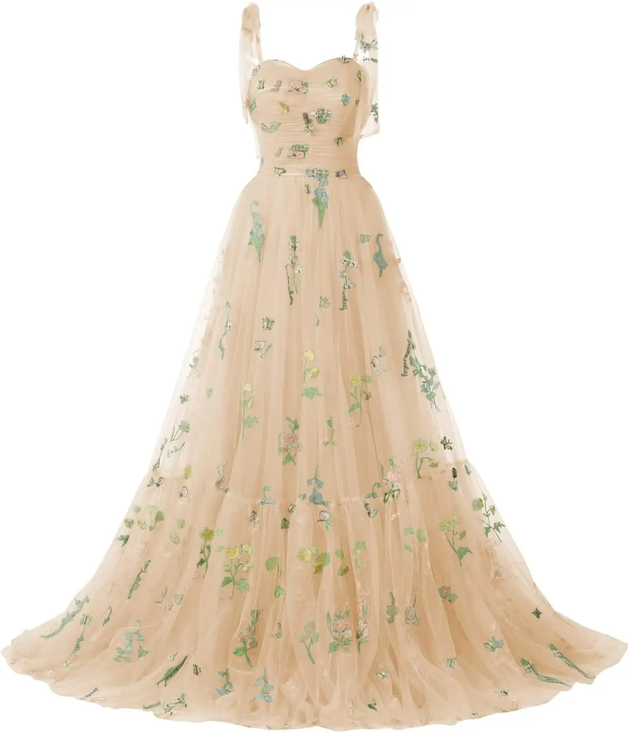 

Long Flower Tulle Prom Dresses 2024 Spaghetti Straps Ball Gowns for Women WD204 Cocktail Dresses