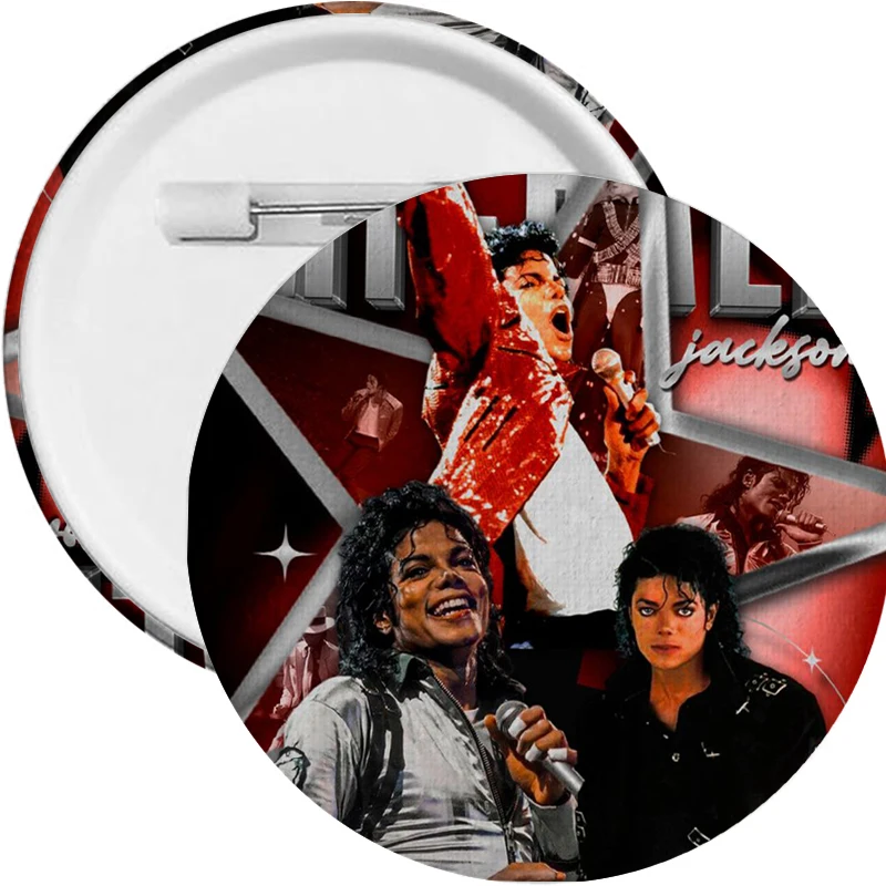 M-Michael J-Jackson Art Brooches 58mm Round Badge Jewelry Enamel Pins Backpack Accessorie Tinplate Brooch Prop Fans Collect Gift