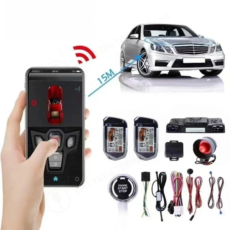 Universal Car Alarm System 2-Way Vibration Remote One Key Start Phone Control Auto Starter Replacement Parts