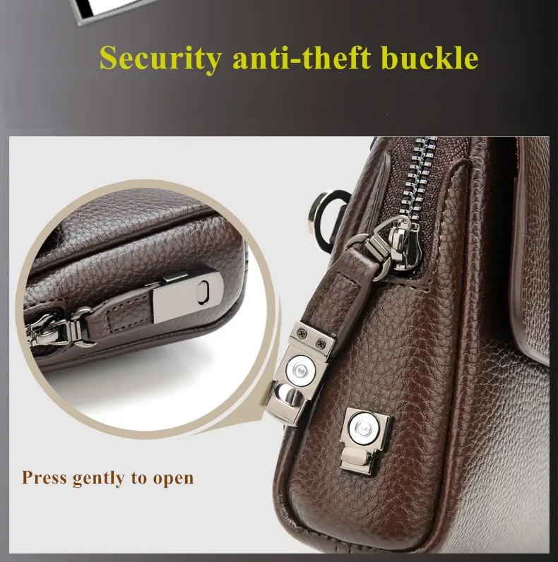 Men's Long Business Wallet PU Leather Buckle Zipper Handbag Mobile Bag Money Organizer Fashionable Casual Clutch for Men