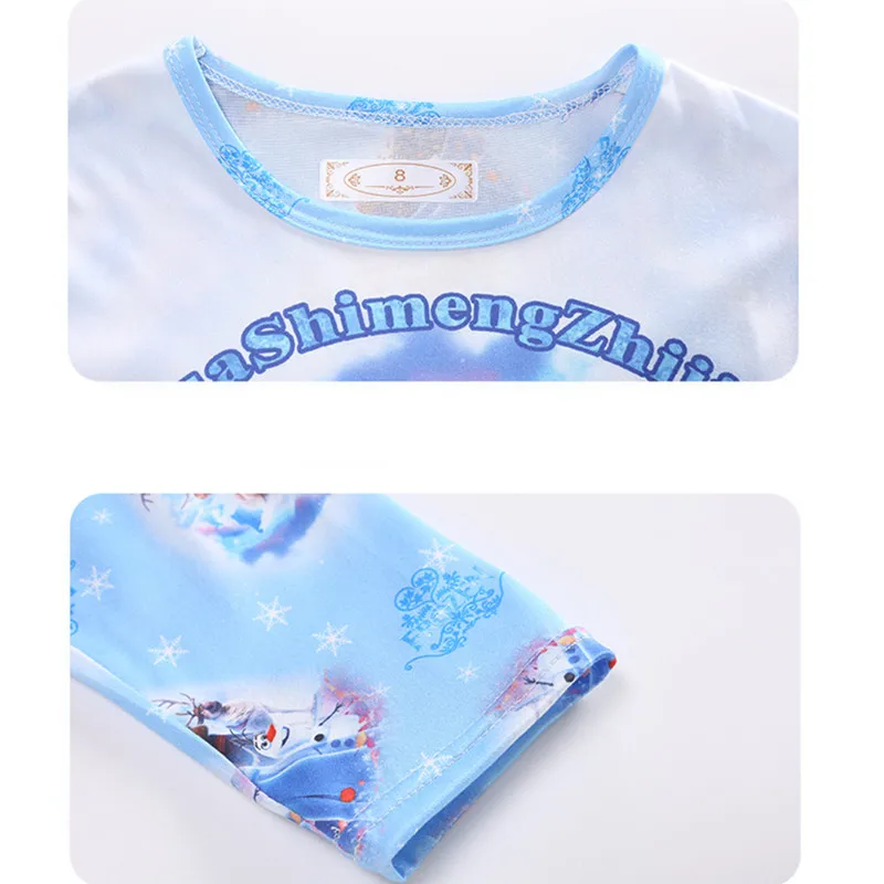 New Anime Frozen Elsa Pajama Set Kawaii Elsa Children\'s Clothing Set Cartoon Girl Leisure Wear Kids Gifts