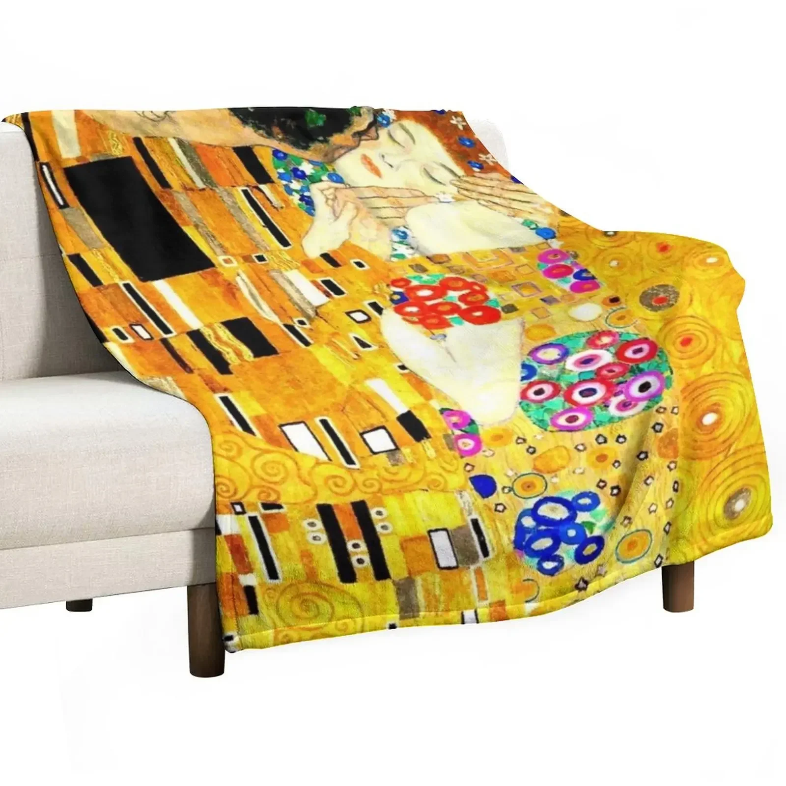 Gustav Klimt - The Kiss Original Detailed Throw Blanket Polar Picnic cosplay anime Blankets