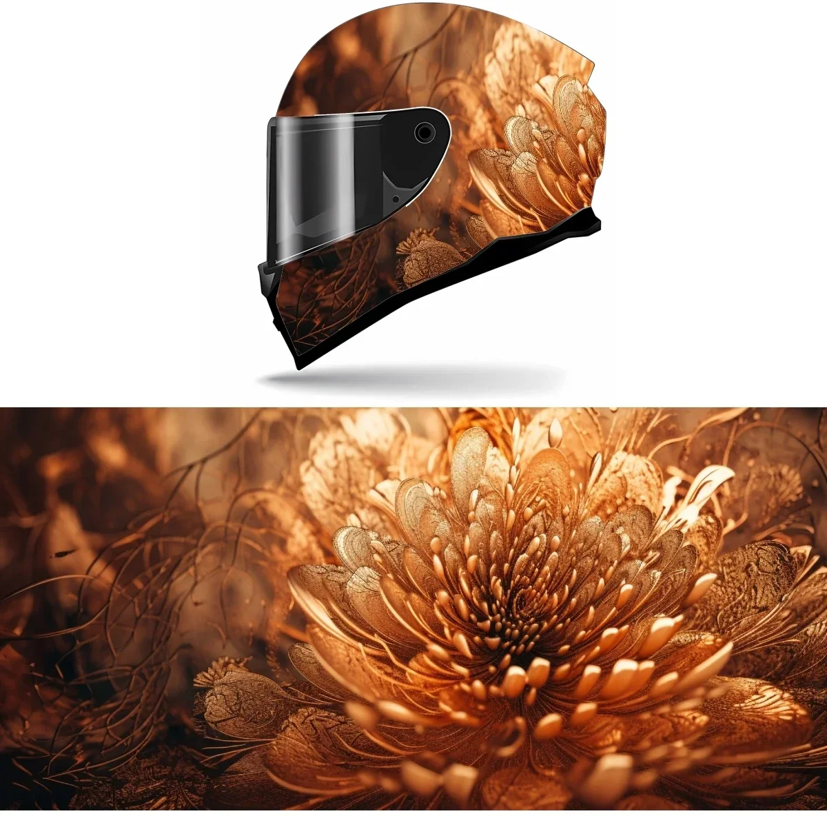 

Gold Fractal Wave Mesh Pattern Full Helmet Wrap Sticker Motorcycle Helmet Racing Graphic Decal Vinyl Wrap Helmet Decor Sticker