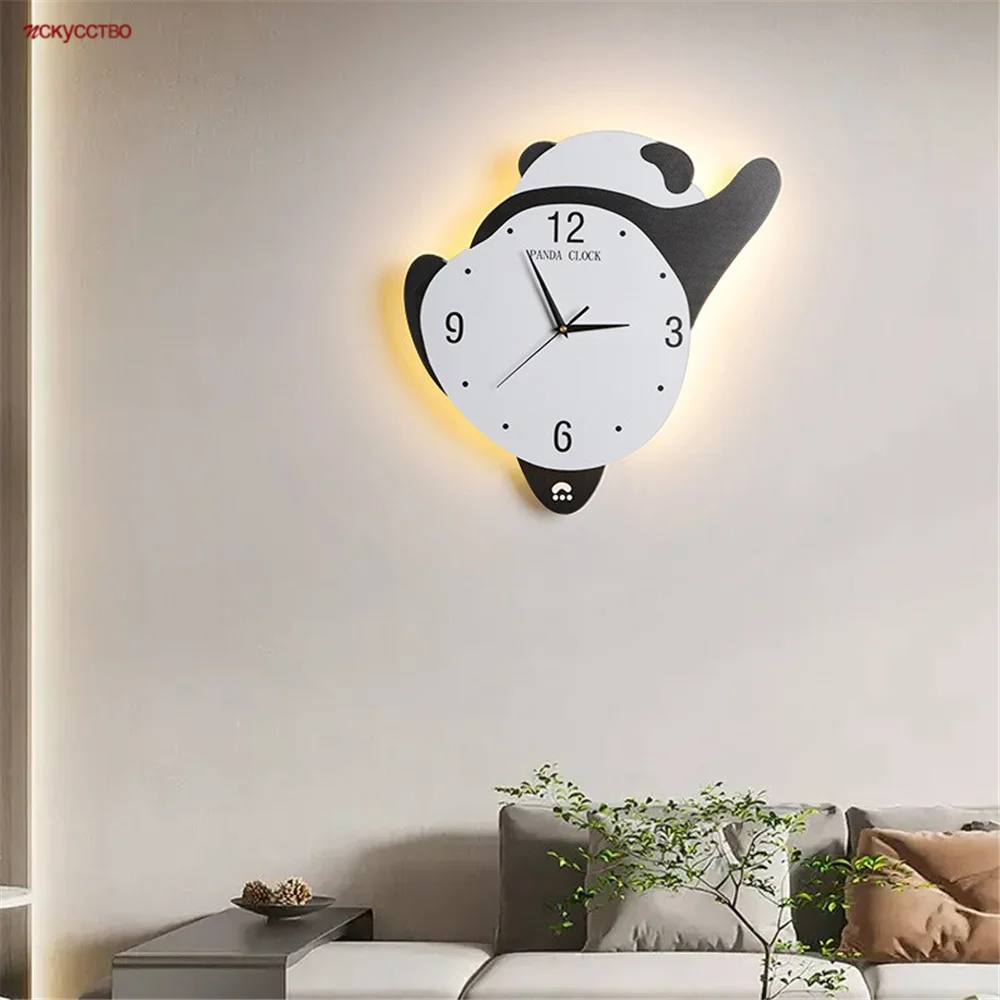 

Cartoon Panda Led Wall Lamp Clock For Kids Bedroom Study Living Room Corner Aisle Home Decoration Baby Atmosphere Night Light