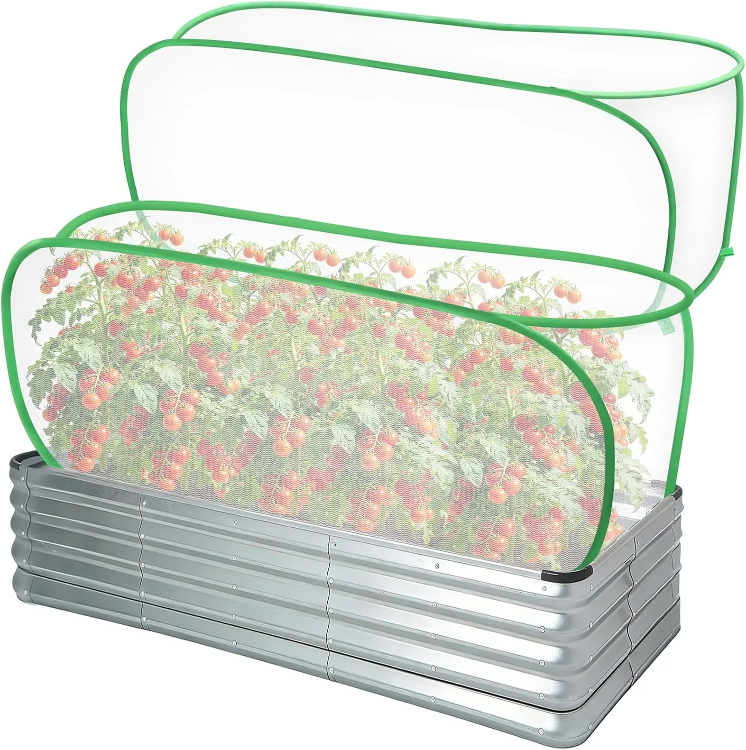 

2 шт. Защитные покрытия для приподнятых грядок, 3,9 x 2 фута, раскладная сетка для растений с 10 колышками, сетка для защиты растений в саду