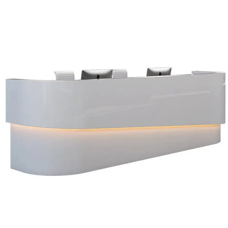 &Modern Minimalist Office Furniture White Lacquered Eco-friendly Durable Creative Reception Table Building Hal