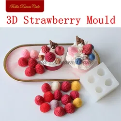 4 Holes 3D Strawberry Design Silicone Candle Mold Fruit Fondant Chocolate Mould DIY Soap Model Cake Decorating Tools Bakeware