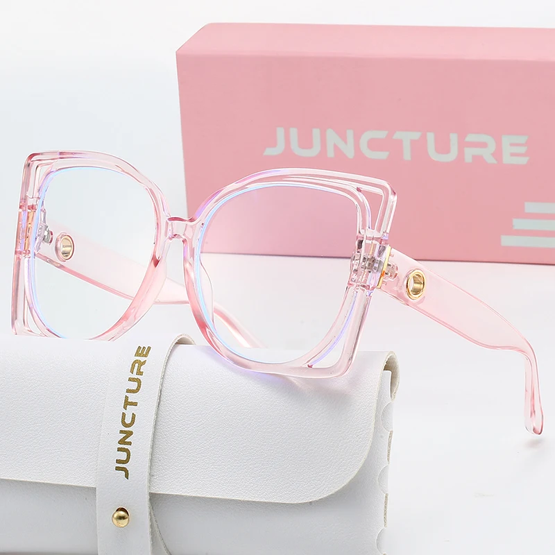 JUNCTURE 안티 블루 라이트 안경 패션 스퀘어 투명 렌즈 안경 여성 데일리웨어 오피스 독서 안경 휴일 선물