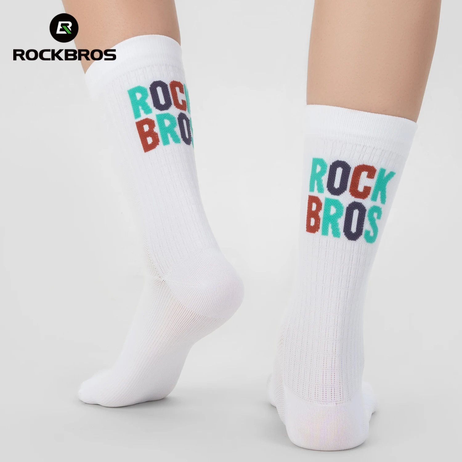 

ROCKBROS Cycling Socks High Elastic Edging Soft Comfortable 5A antibacterial Sport Socks with Color LOGO Shock Absorption Socks
