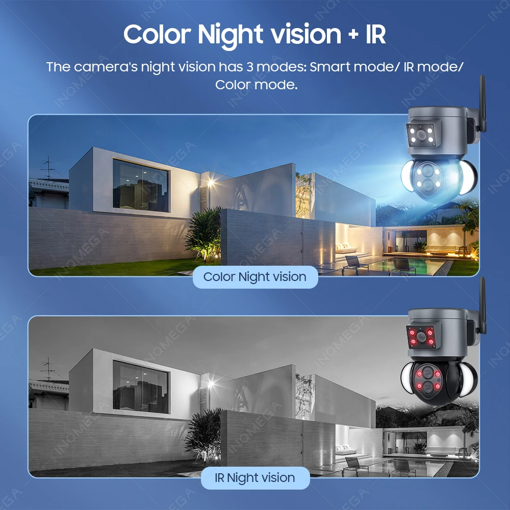 Imagem -05 - Inqmega-câmeras de Vigilância Externa sem Fio Binoculares Wifi Poe Visão Noturna Câmera 4k Drone para Monitor Zoom 10x 8mp
