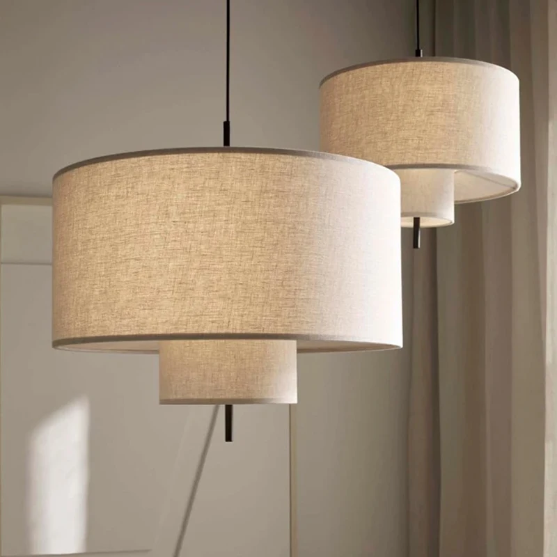 Minimalist Wabi Sabi Fabric Chandelier Living Dining Room Bar Bedroom Led Pendant Lights Restaurant Hanging Lamp Fixture