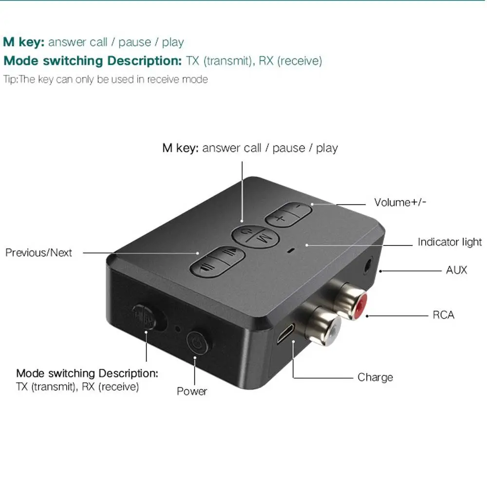 Penerima USB Modulator adaptor nirkabel Bluetooth 5.0 Audio Adapter Bluetooth Receiver Bluetooth Transmitter