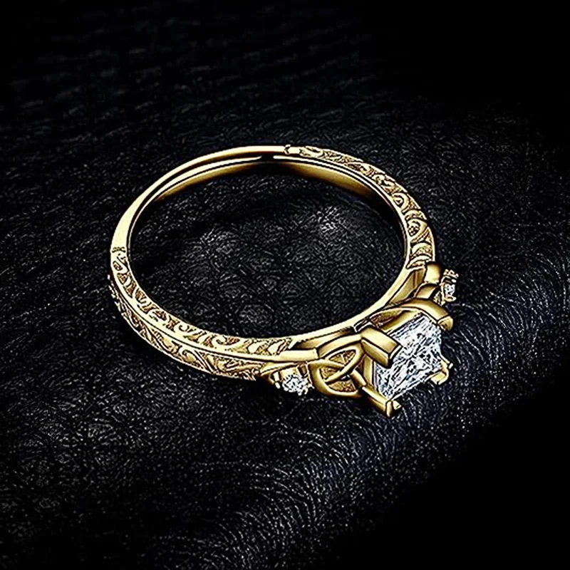 CAOSHI Stylish Female Square Zirconia Finger Ring Bridal Wedding Band Jewelry Fashion Female Delicate Proposal Accessories Gift