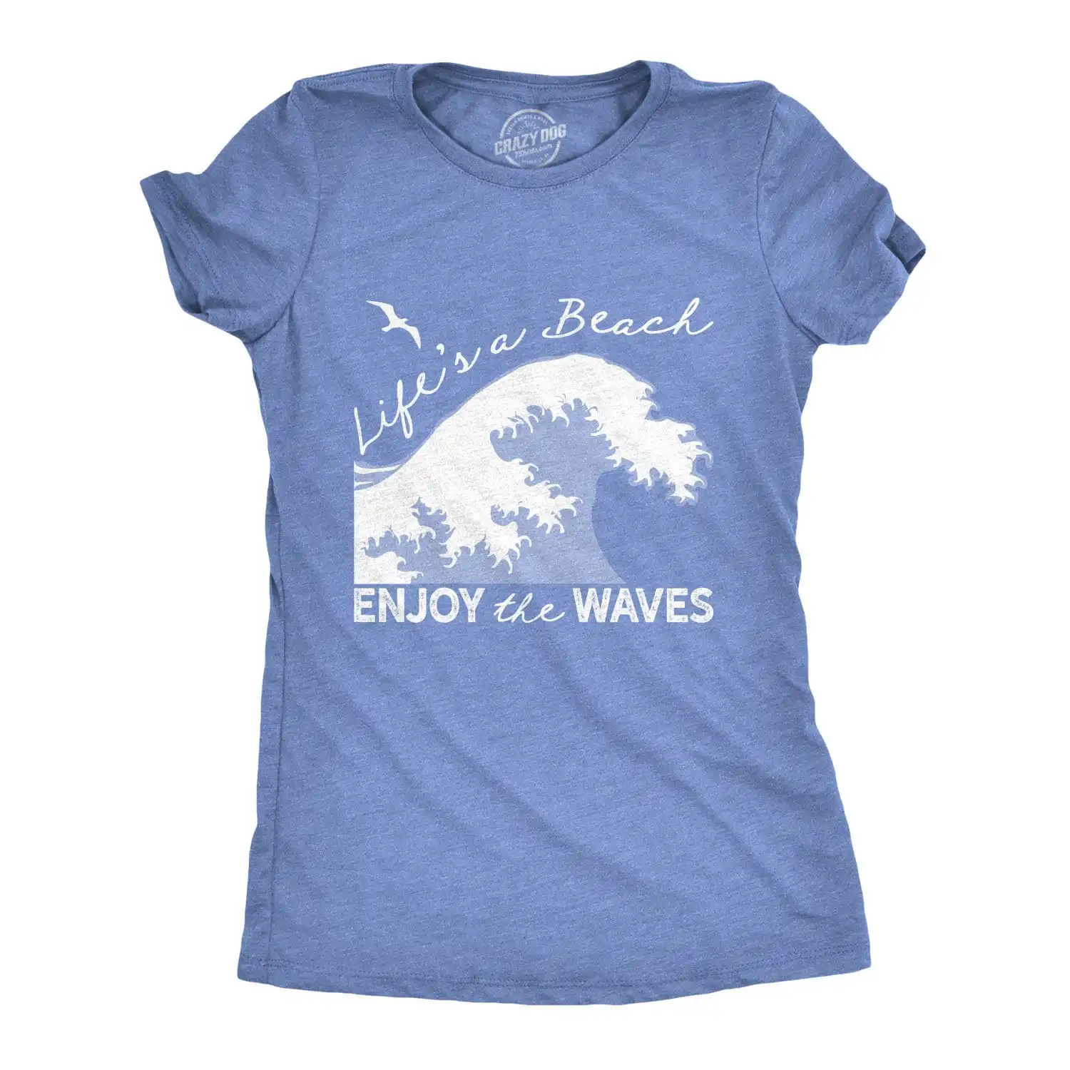 Womens Beach T Shirt Funny Wave Life Is A Enjoy The Waves Weekend Vacation Lover